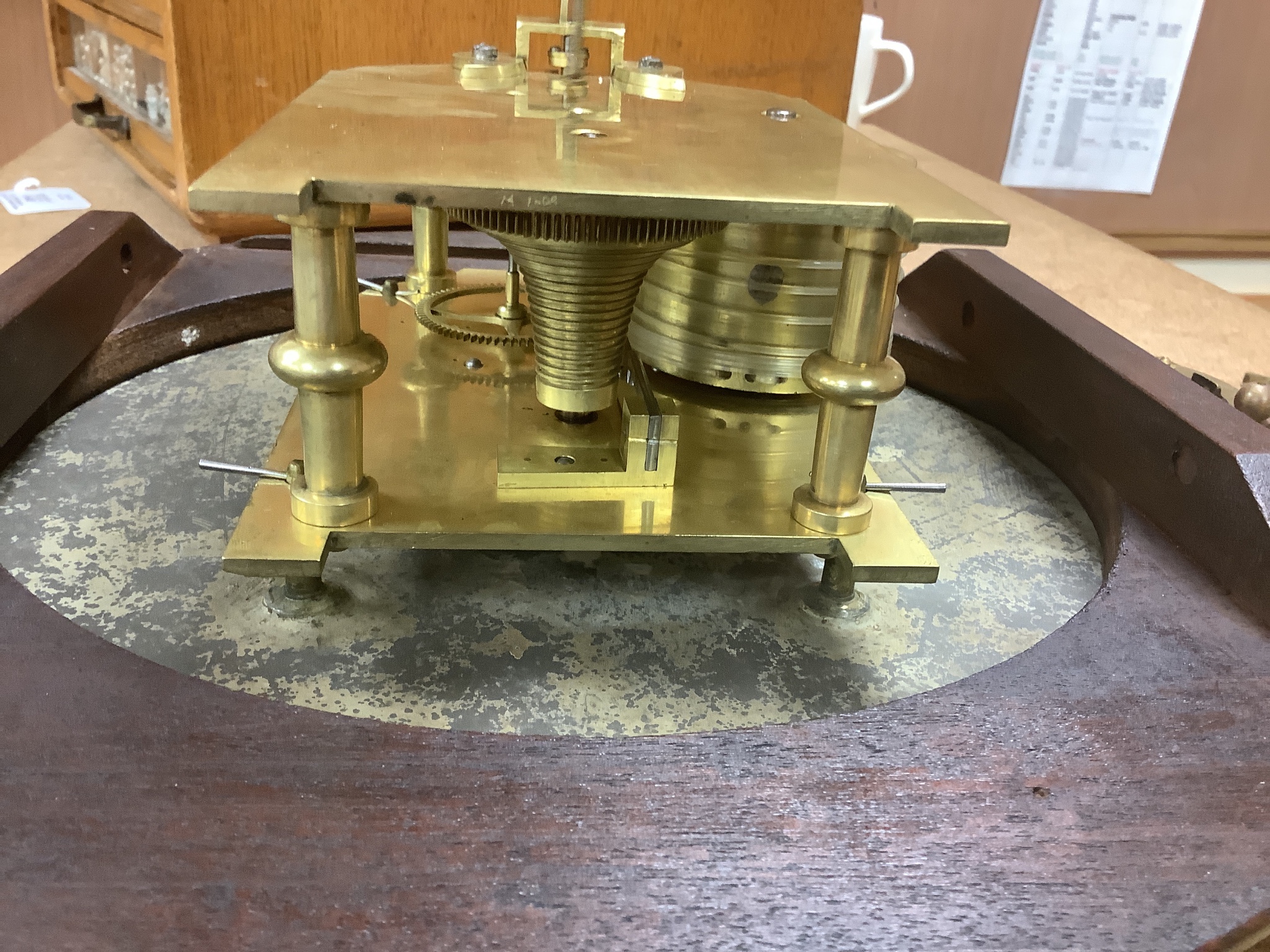 A 19th-century mahogany wall timepiece signed Martinelli, Blackfriars